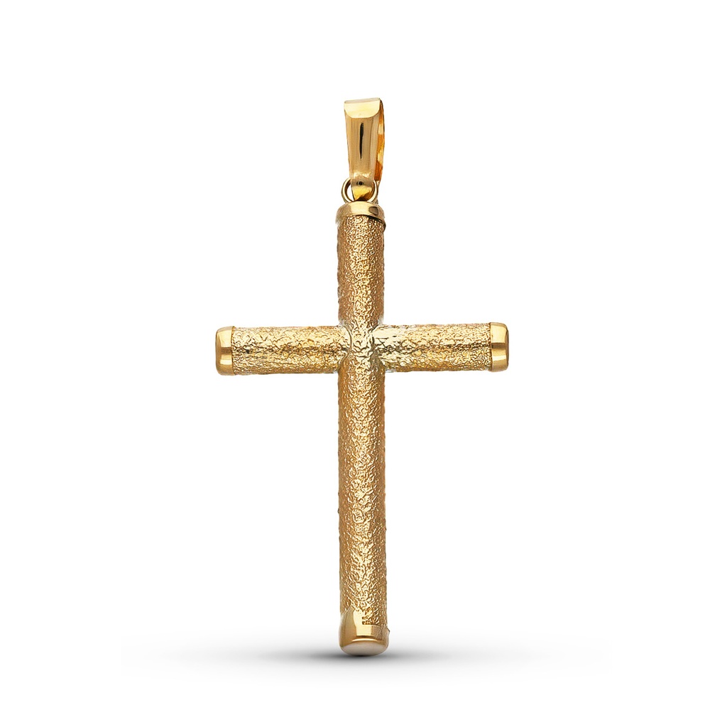 9K CRUZ ORO AMARILLO DIAMANTADA 32X19 MM