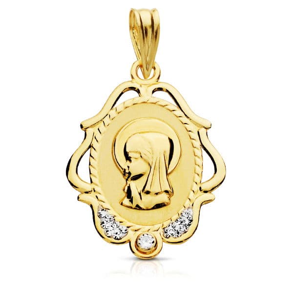 9K VIRGEN NIÑA CERCO CALADO CIRCONITAS 22X16 MM