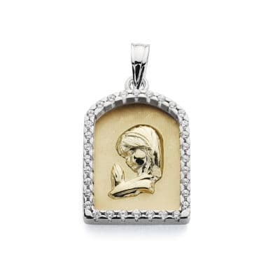 9K MEDALLA VIRGEN NIÑA BICOLOR 21X14 MM