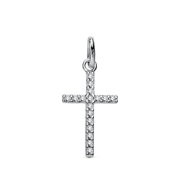 9K CRUZ ORO BLANCO CIRCONITAS 18X10 MM