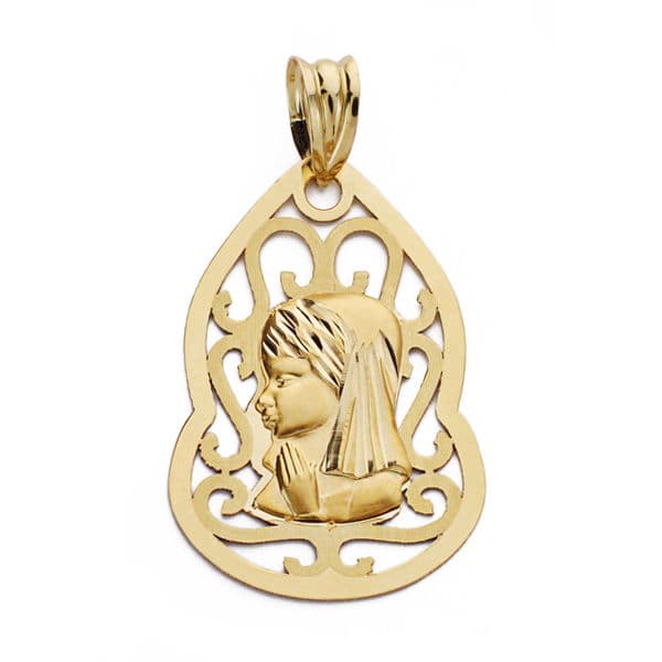 9K MEDALLA VIRGEN NIÑA CALADA 27X18 MM