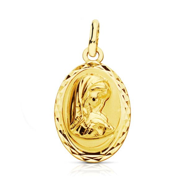 9K MEDALLA VIRGEN NIÑA LIGERA 19X12 MM