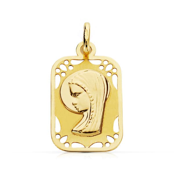 9K MEDALLA VIRGEN NIÑA CALADA 16X11 MM