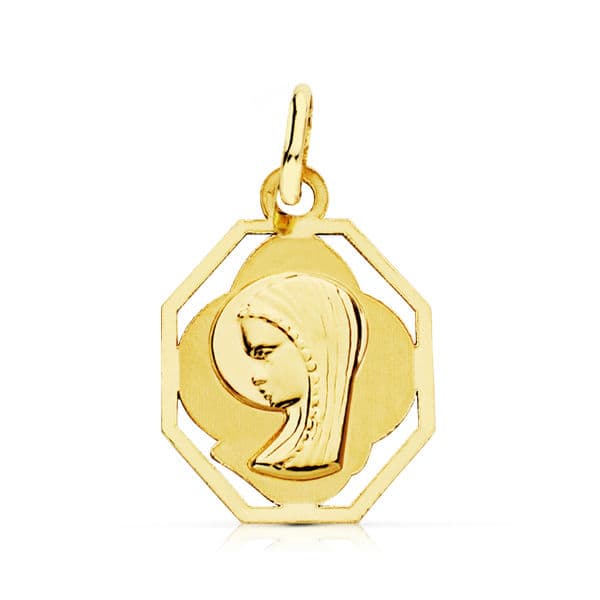 9K MEDALLA VIRGEN NIÑA CERCO. 15X13 MM
