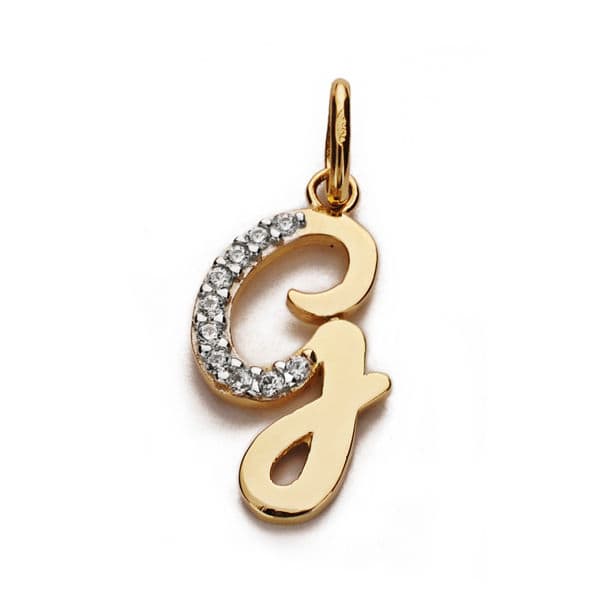 9K COLGANTE LETRA G CIRCONITAS 18X9 MM