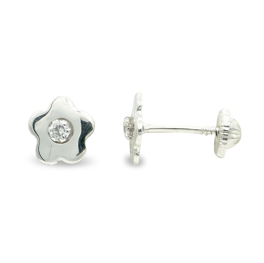 9K PENDIENTES FLOR 7 MM CIRCONITA ROSCA
