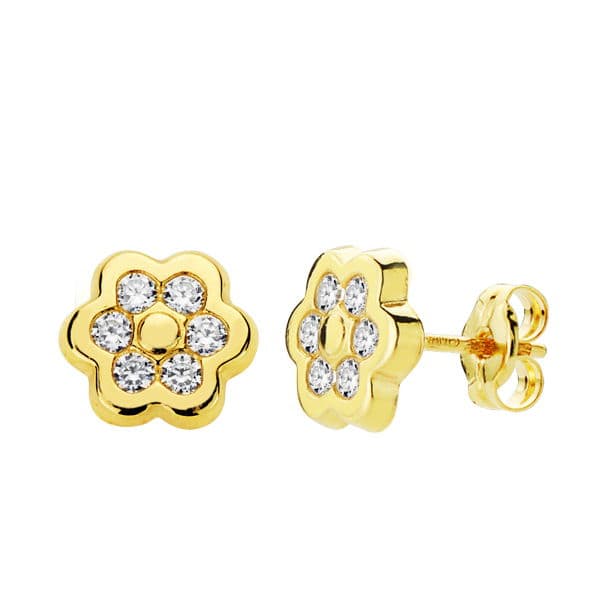 9K PENDIENTES FLOR 7X7 MM