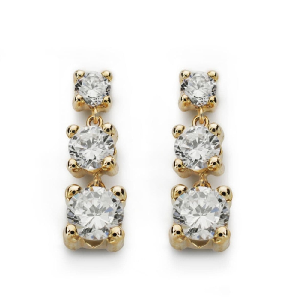 9K PENDIENTES ORO AMARILLO TRES GARRAS DISMINUCION O.A