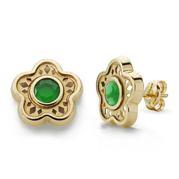 9K PEMD ESTRELLA CALADA PIEDRA COLOR VERDE