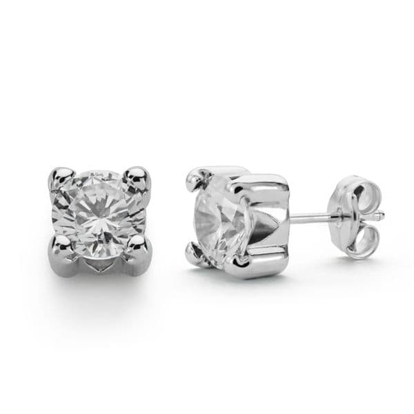 9K PENDIENTES CIRCONITA 6.5 MM 4 GARRAS 