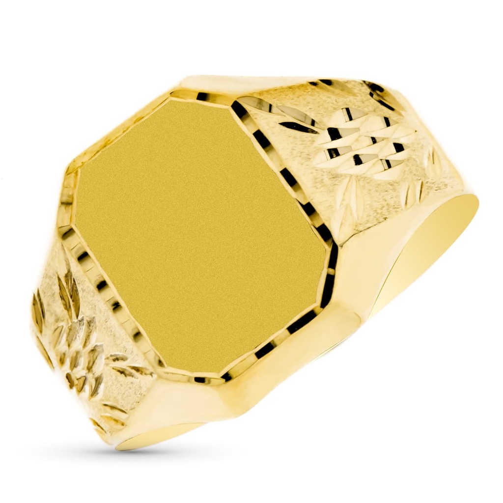 9K SELLO ORO AMARILLO CADETE HUECO TALLADO ZONA DE TALLA 10X7 MM