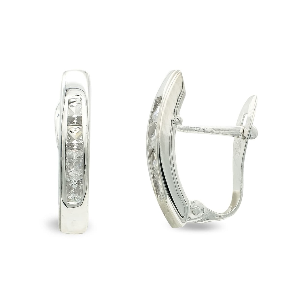 9K PENDIENTES ORO BLANCO PIEDRAS 15X3 MM