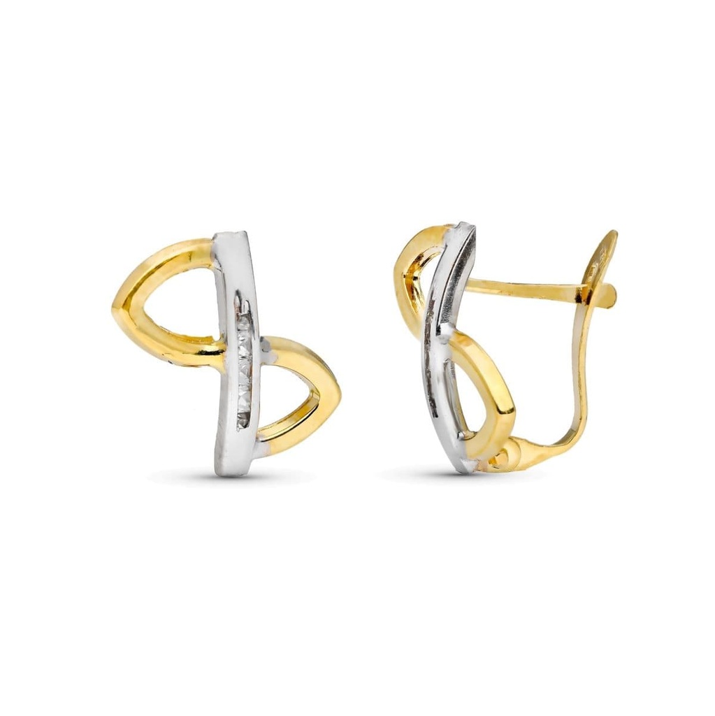 9K PENDIENTES ORO BICOLOR CIRCONITAS COMUNION 14X13 MM CATALAN