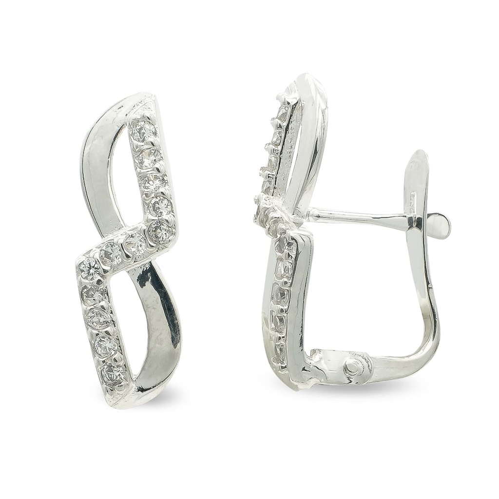 9K PENDIENTES ORO BLANCO CON CIRCONITAS 16X5 MM