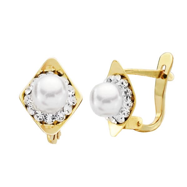 9K PENDIENTES PERLA 10X8 MM