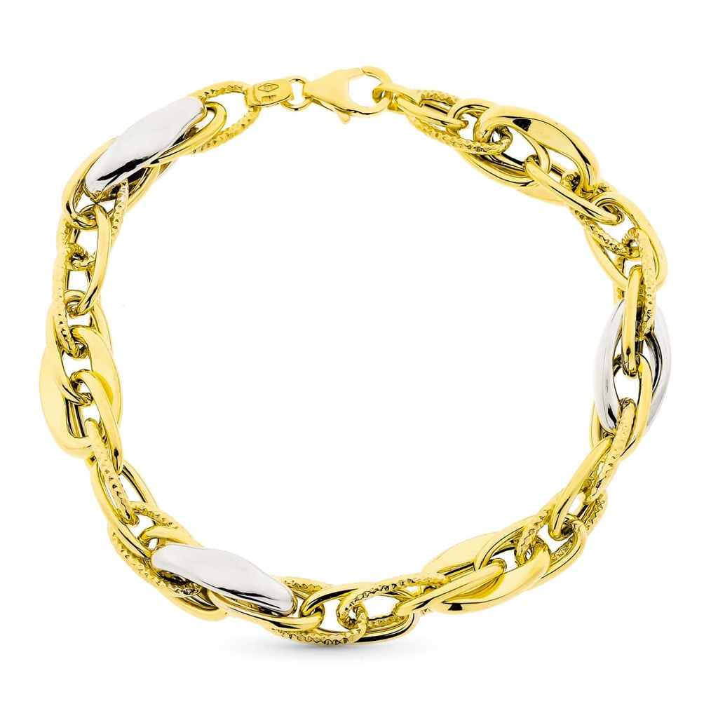 9K PULSERA ORO BICOLOR 20 CM