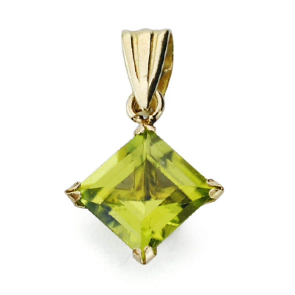 9K COLGANTE ORO AMARILLO OLIVINA CON GARRAS TALLA ROMBO. 6X6 MM