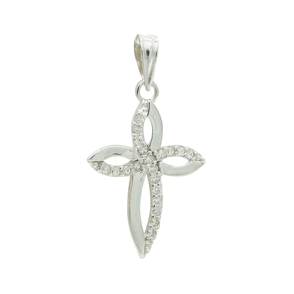 9K CRUZ ORO BLANCO CIRCONITAS 23X15 MM