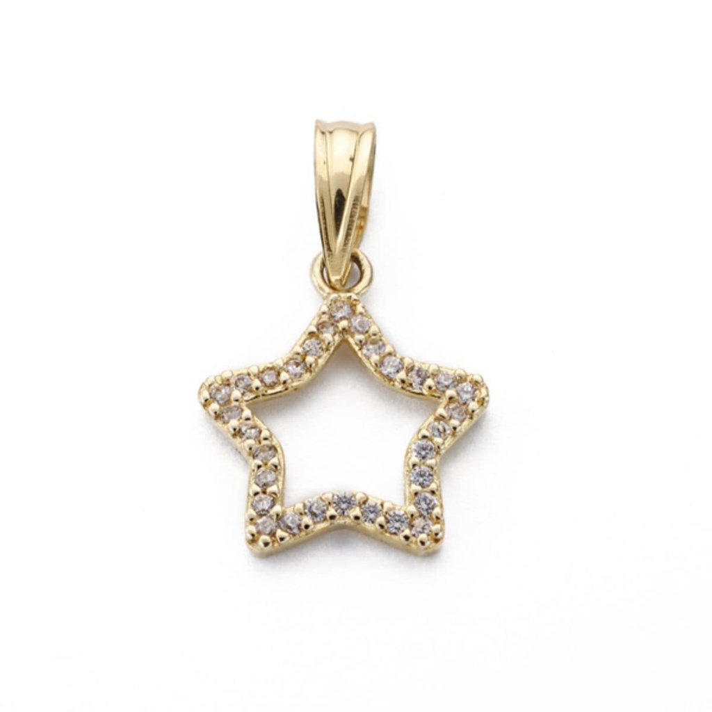 9K COLGANTE ORO AMARILLO ESTRELLA CON CIRCONITAS 12X12 MM