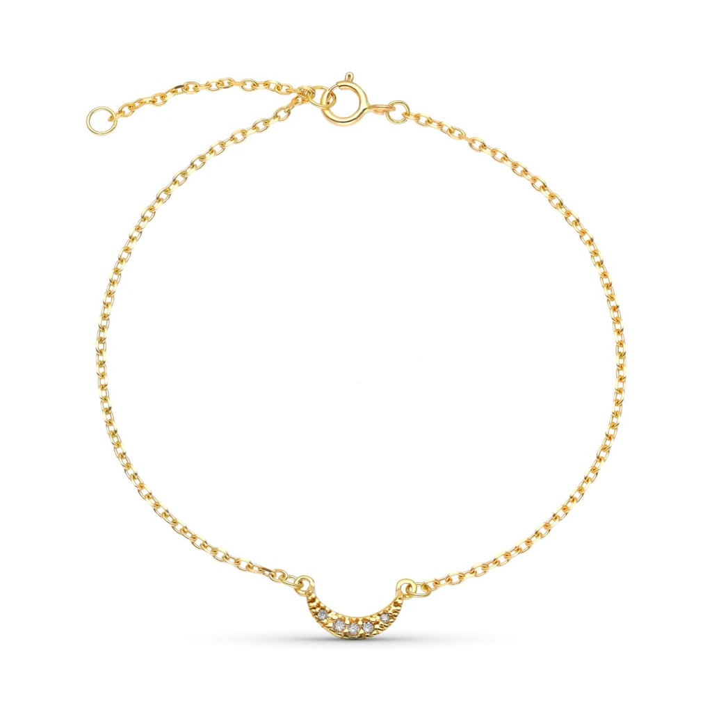 9K PULSERA ORO AMARILLO 16 CM EXTENSION 18XM LUNA DIAMANTES 8X4 MM 0.034 CTS