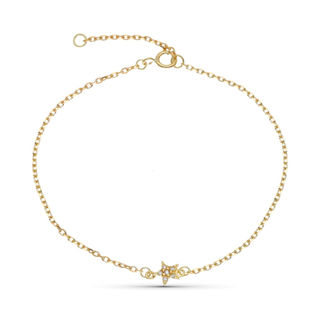 9K PULSERA ORO AMARILLO 19 CM ESTRELLA LUNA DIAMANTES 0.033 CTS 18 CM -16 CM