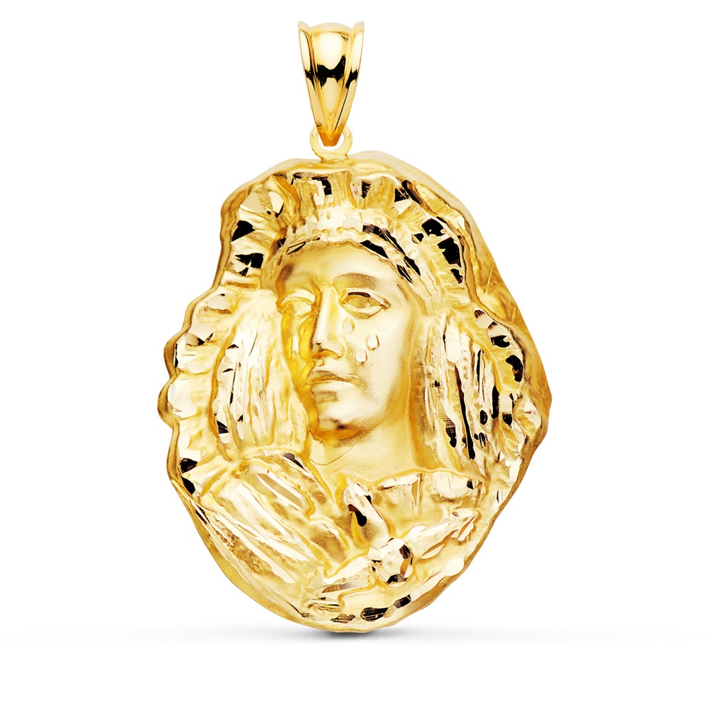 18K MEDALLA ESPERANZA DE TRIANA SILUETA TALLADA 28X20 MM