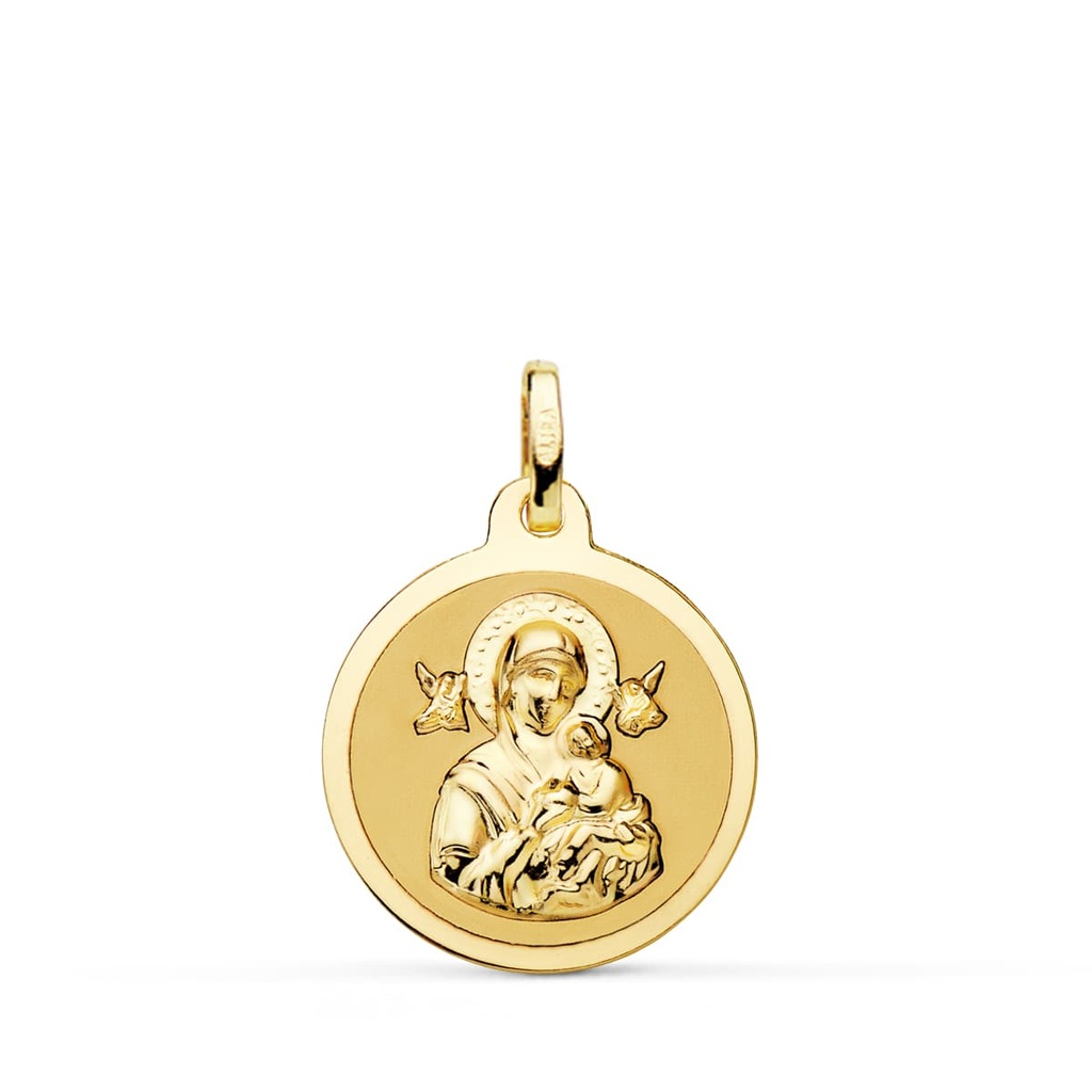 9K MEDALLA VIRGEN DEL PERPETUO SOCORRO BRILLO 18 MM