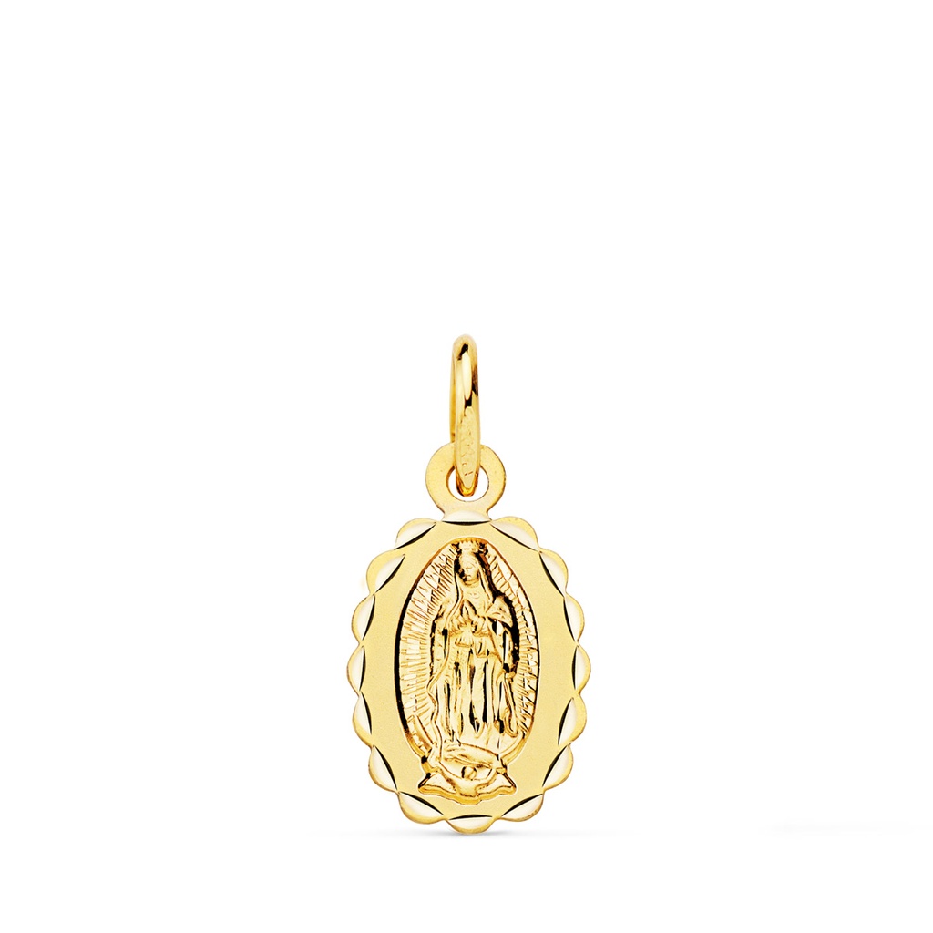 9K MEDALLA VIRGEN DE GUADALUPE OVAL TALLA CLASICA 12 X 9 MM