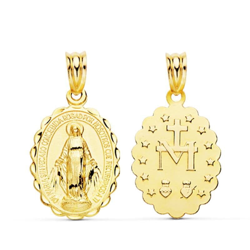 9K MEDALLA ESCAPULARIO VIRGEN DE LA MILAGROSA 23X14 MM 1.60 GR