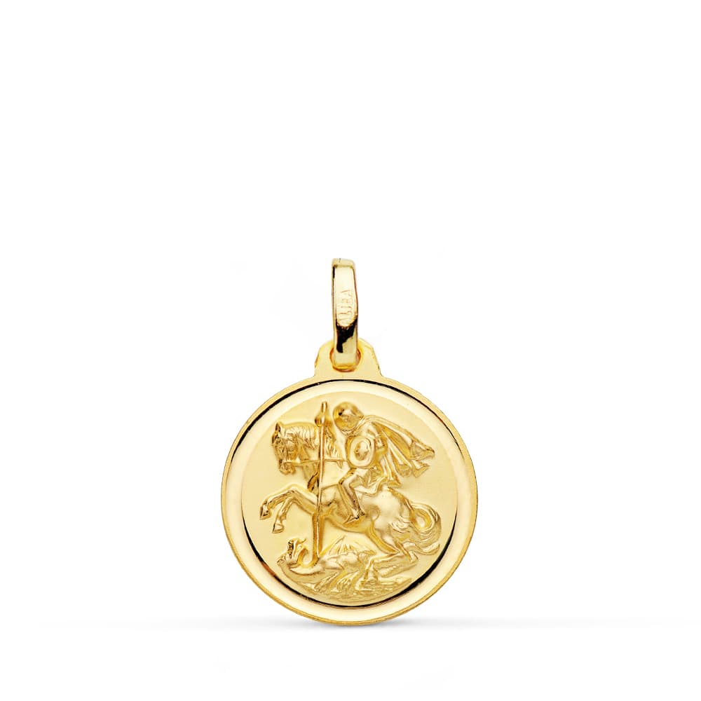 9K MEDALLA ORO AMARILLO SAN JORGE BISEL 16 MM