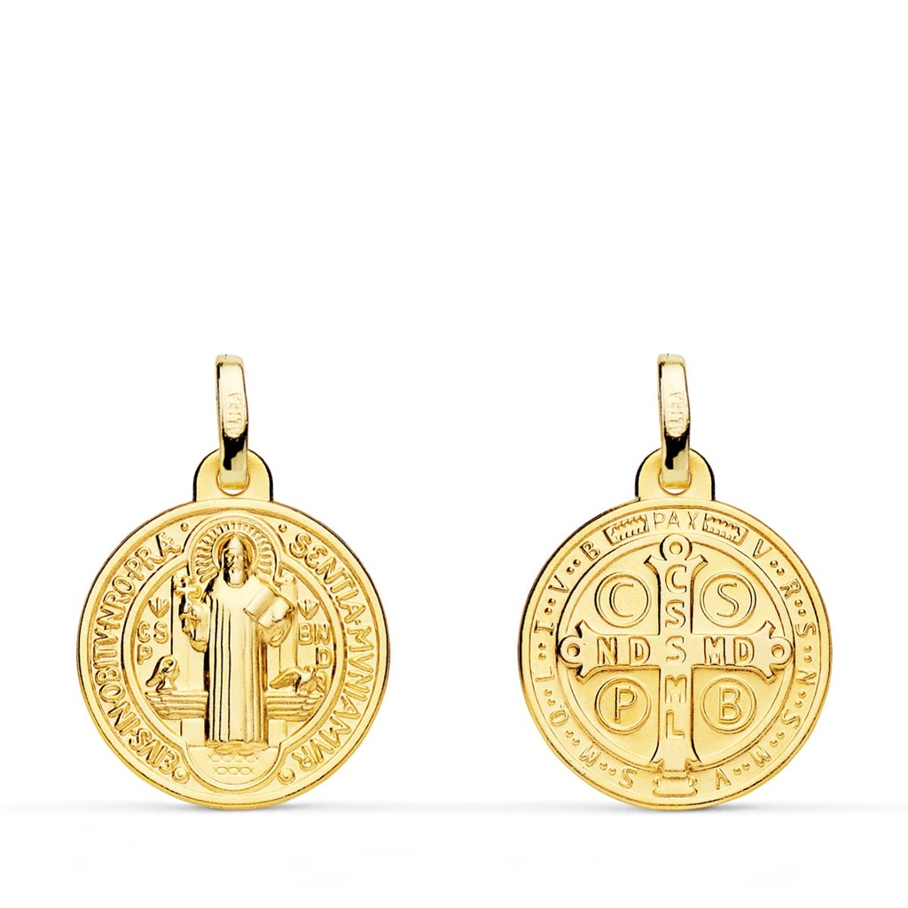 9K ESCAPULARIO ORO AMARILLO SAN BENITO MONJE 16 MM