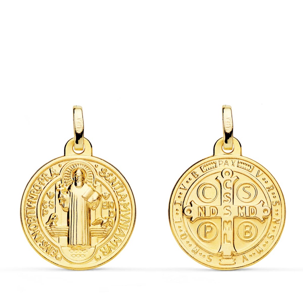 9K ESCAPULARIO ORO AMARILLO SAN BENITO MONJE 18 MM