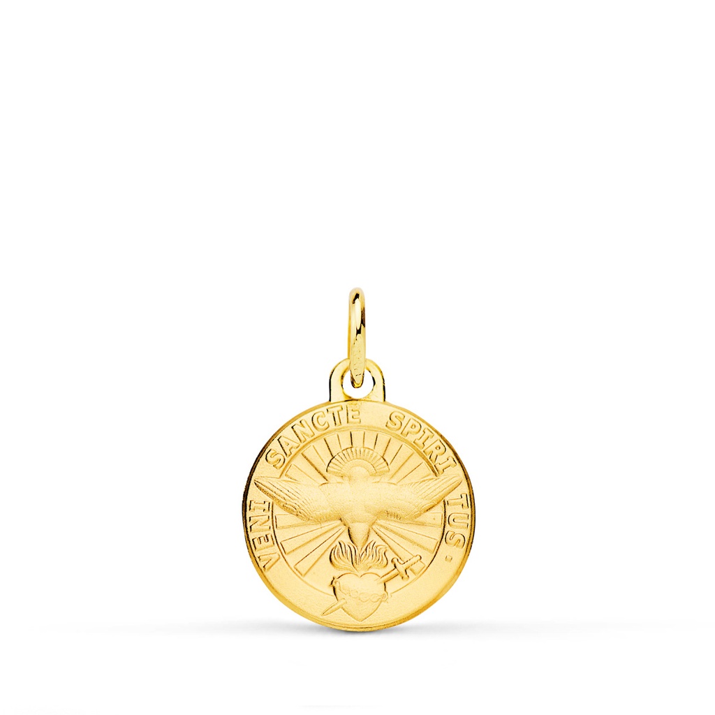 9K MEDALLA ORO AMARILLO ESPIRITU SANTO LATIN MATIZADA 14 MM