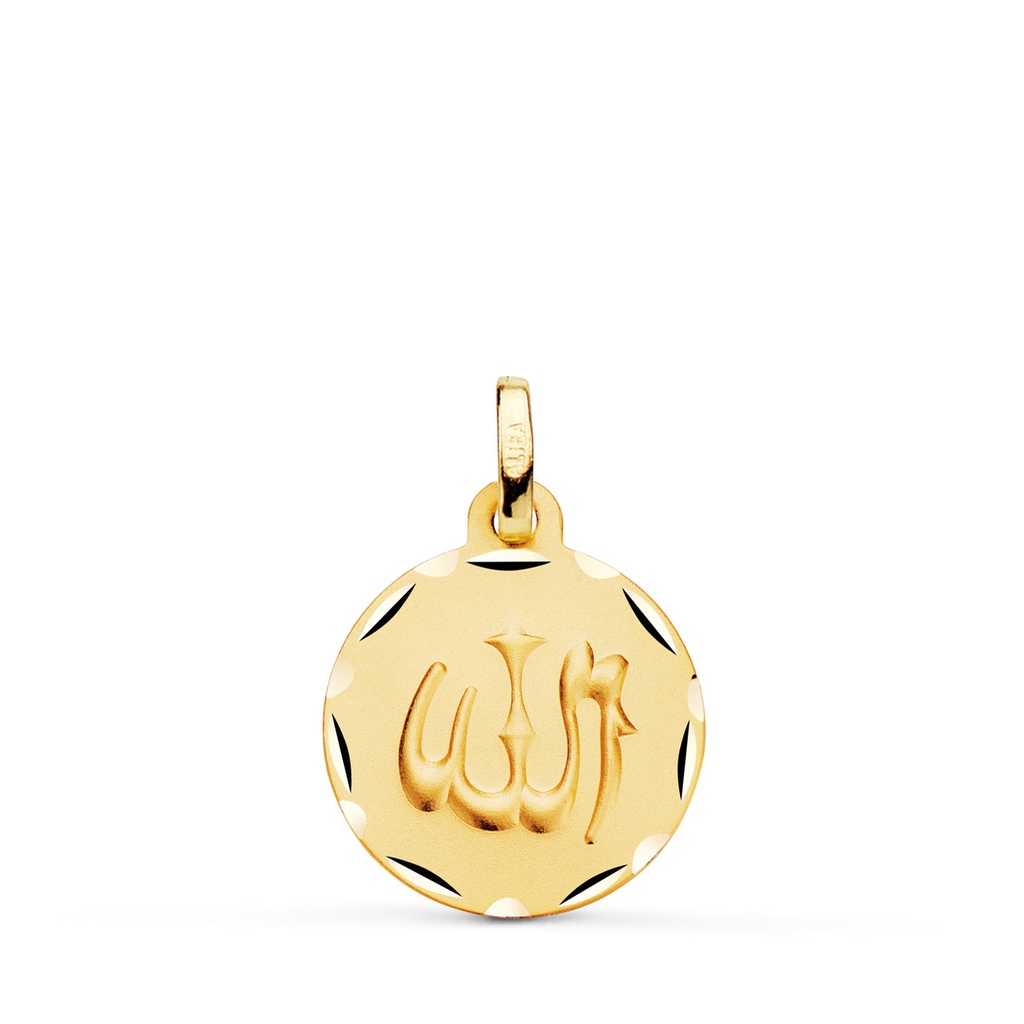 18K MEDALLA ORO AMARILLO ALÁ ES GRANDE TALLADA Y MATIZADA 16 MM