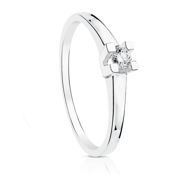 18K SOLITARIO ORO BLANCO DIAMANTE TALLA BRILLANTE 0.150 QTS. G-VS2
