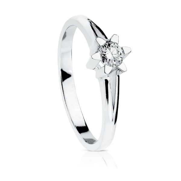18K SOLITARIO DIAMANTE TALLA BRILLANTE ORO BLANCO 0.200 QTS. SI-H