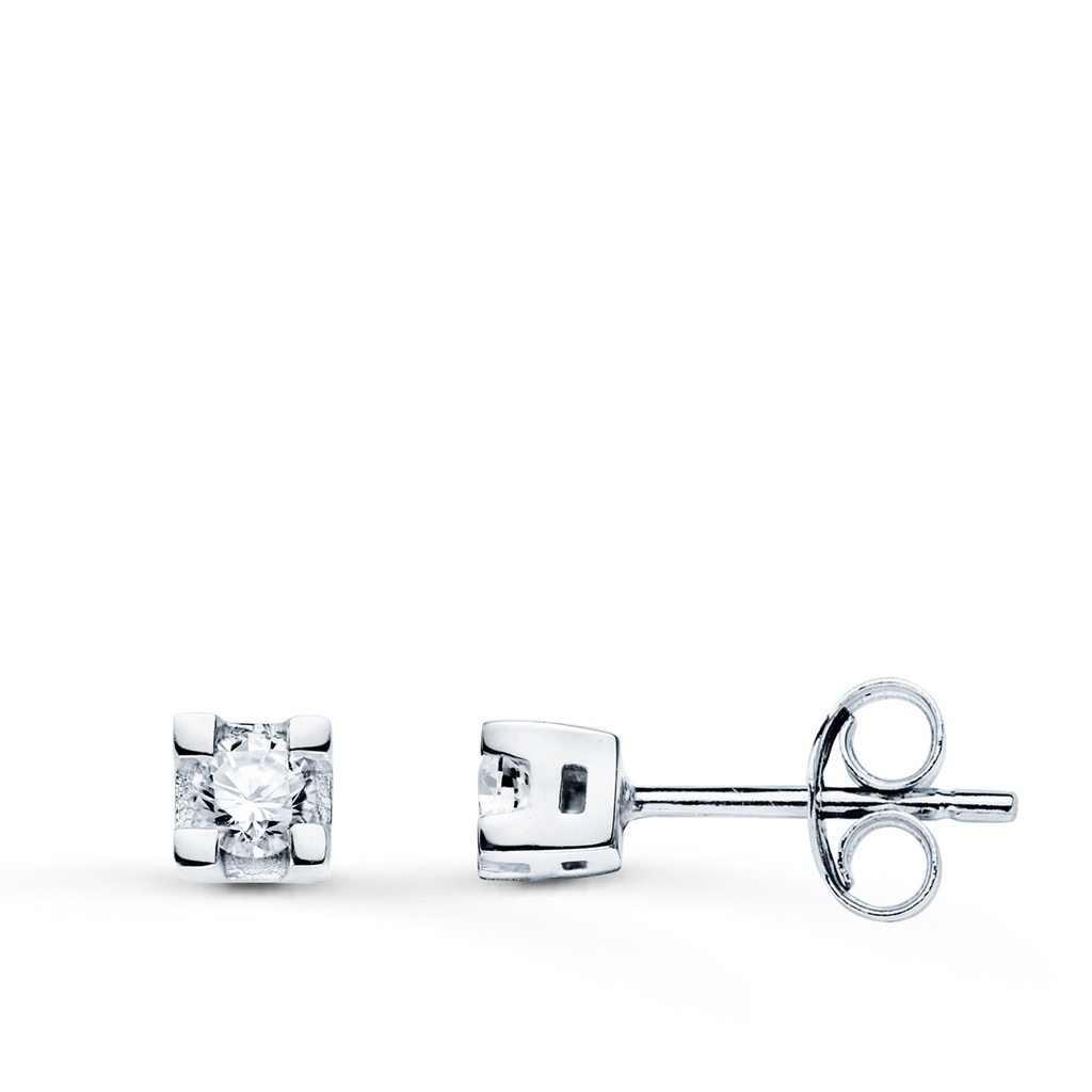 18K PENDIENTES ORO BLANCO CON DIAMANTES TALLA BRILLANTE 0.20 QTS. SI-H