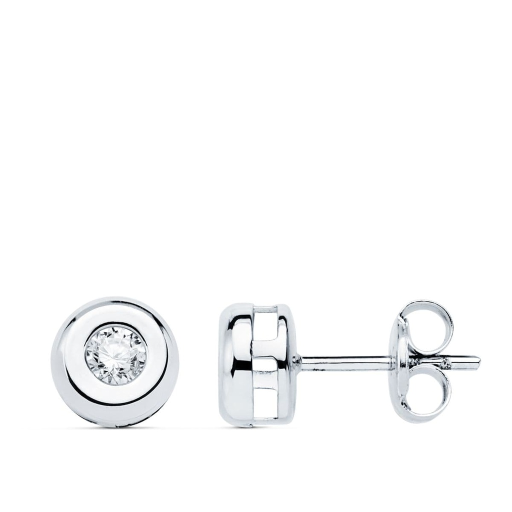 18K PENDIENTES CHATON DIAMANTES 0.200 QTS. G-VS2. CIERRE PRESION