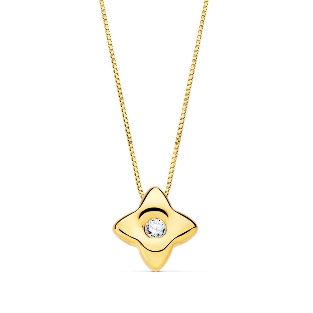 18K GARGANTILLA ORO AMARILLO ESTRELLA 5.5MM DIAMANTE 0.020QT. G-VS2. CADENA 42CM