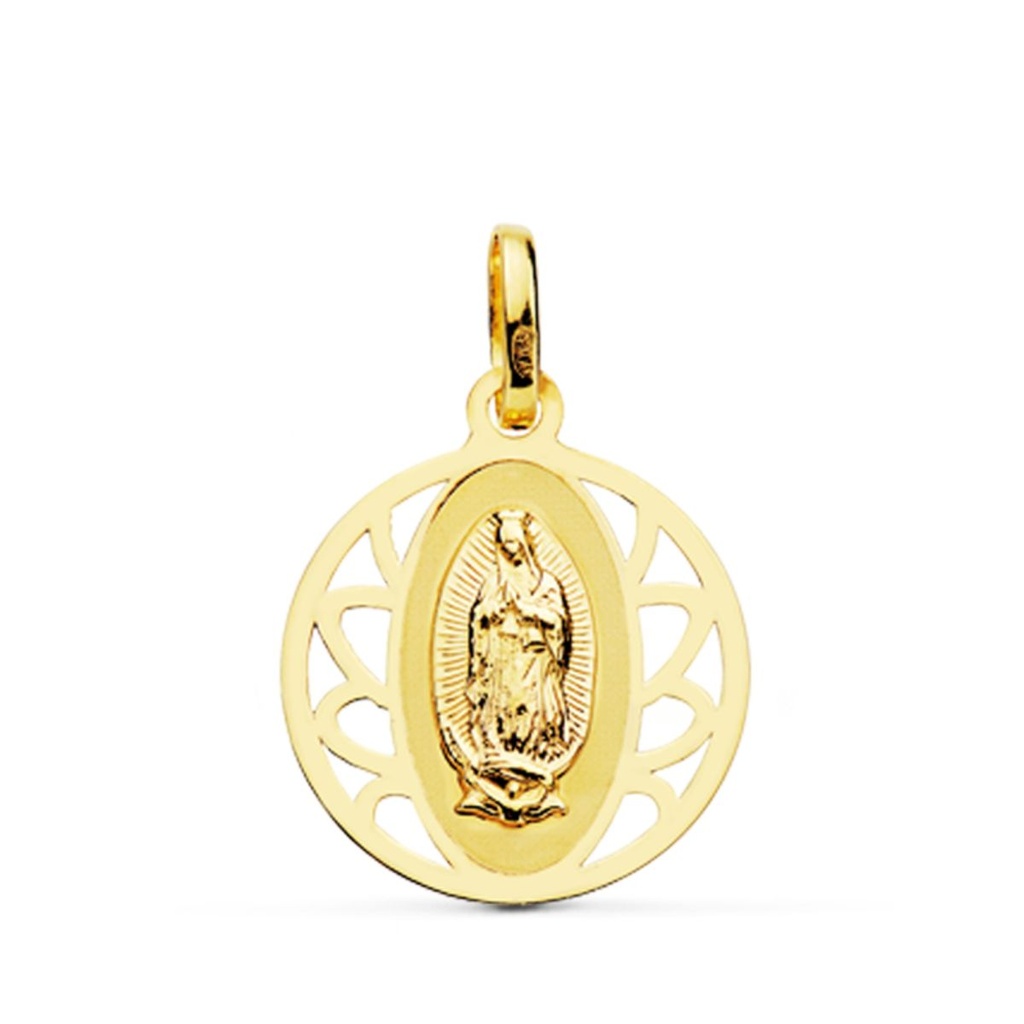 18K VIRGEN GUADALUPE CERCO REDONDO 16 MM