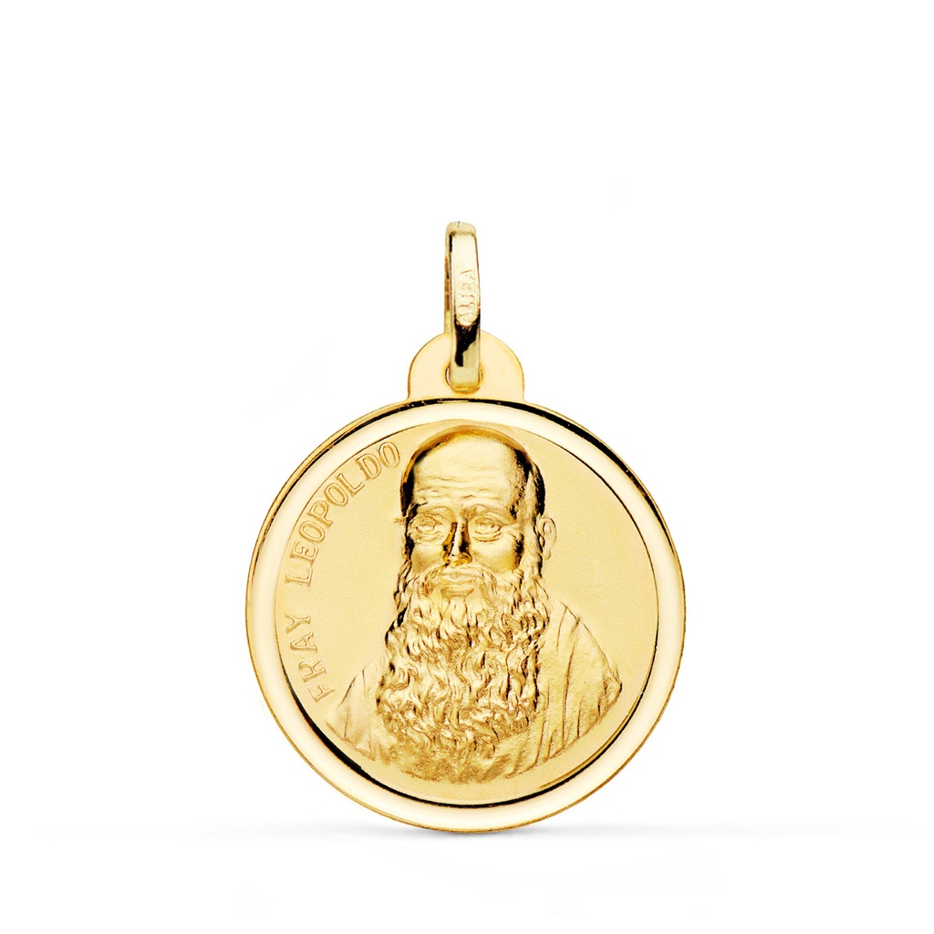 18K MEDALLA ORO AMARILLO FRAY LEOPOLDO BISEL 22 MM