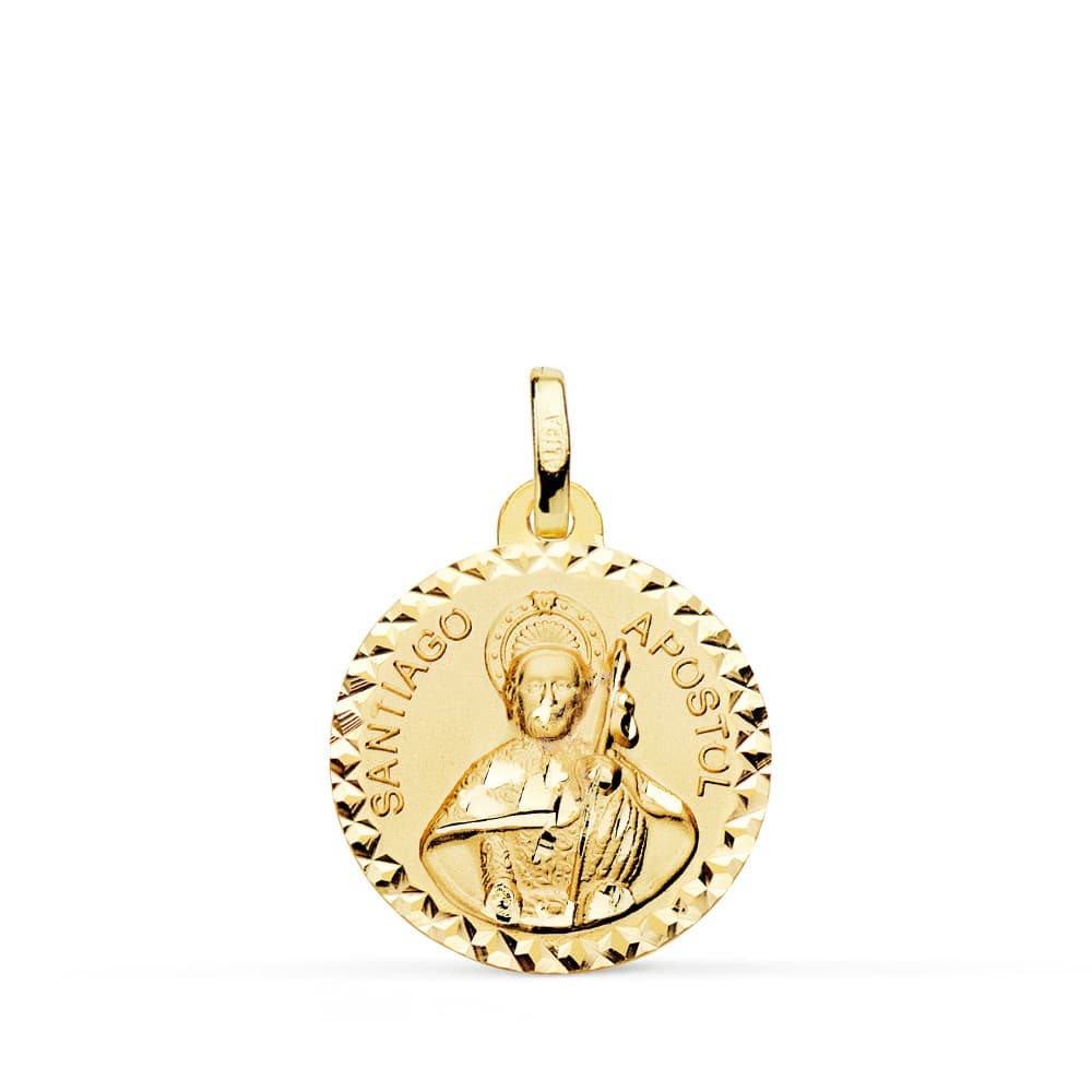 18K MEDALLA SANTIAGO APOSTOL TALLA CRUZADA 18 MM