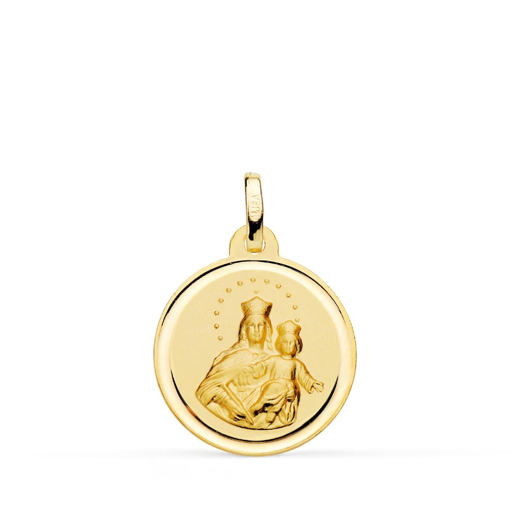 18K MEDALLA VIRGEN MARIA AUXILIADORA BISEL 18 MM