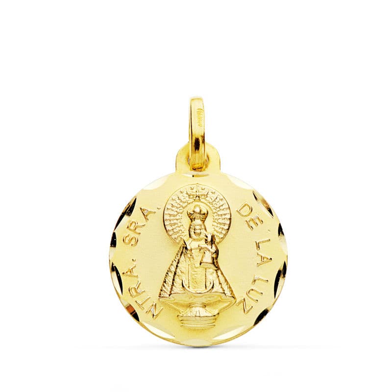 18K MEDALLA NUESTRA SEÑORA DE LA LUZ TALLADA 16 MM