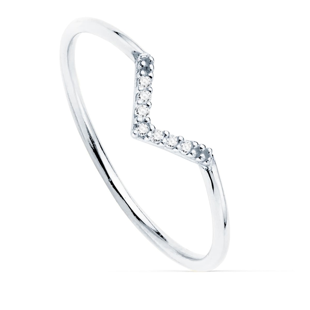 18K SORTIJA ORO BLANCO 7 DIAMANTES 0.035  QTS. G-VS2. CUERPO REDONDO 1 MM