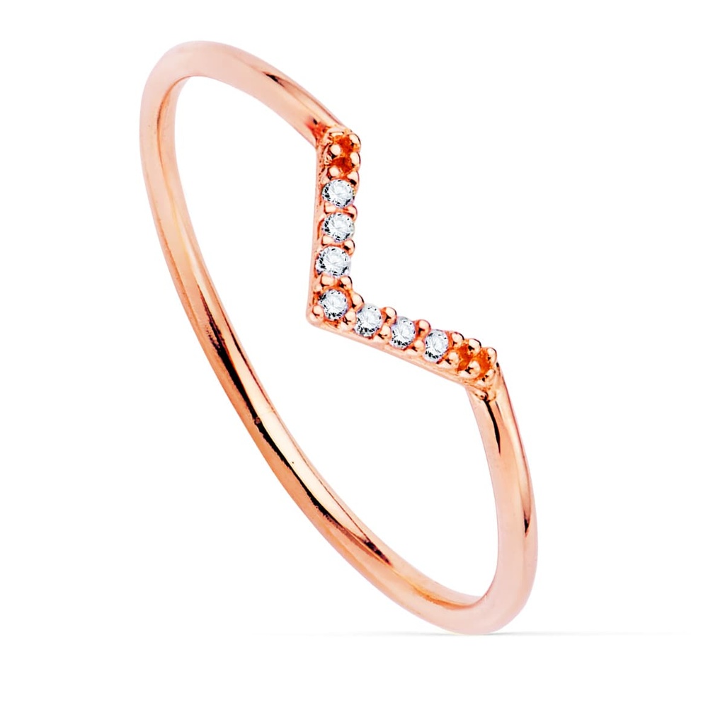 18K SORTIJA ORO ROSA 7 DIAMANTES 0.035  QTS. G-VS2. CUERPO REDONDO 1 MM