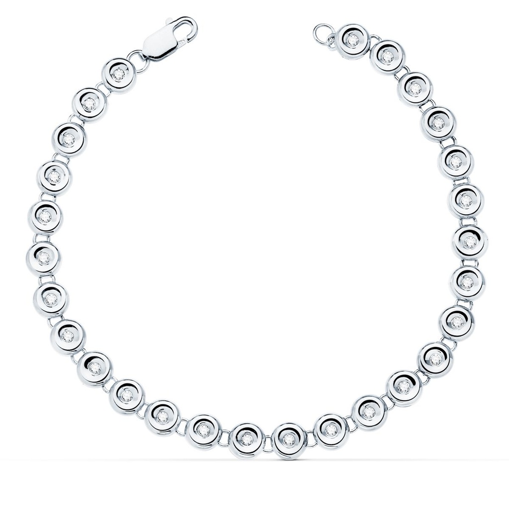18K PULSERA RIVIERE ORO BLANCO 31 DIAMANTES 0.434 QTS.  4.85 MM 19 CMTS