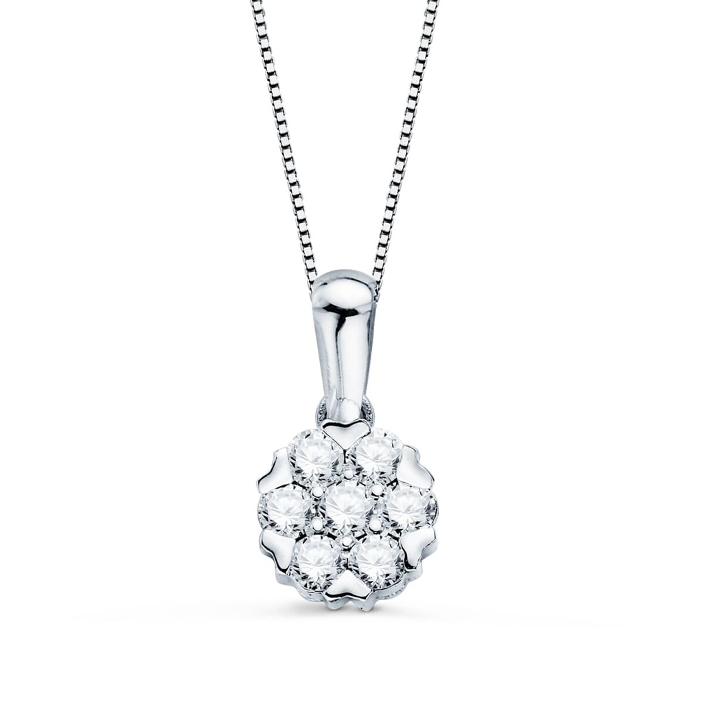 18K GARGANTILLA ORO BLANCO COLGANTE 7 MM DIAMANTES 0.301QTS G-VS2 CADENA 42+3CM