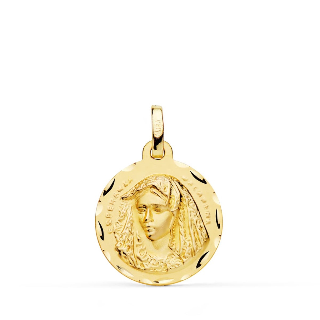 18K MEDALLA VIRGEN MACARENA 18 MM TALLADA