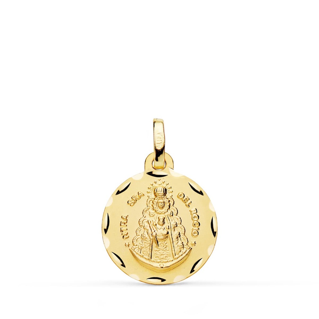 18K MEDALLA VIRGEN DEL ROCIO TALLADA 16 MM